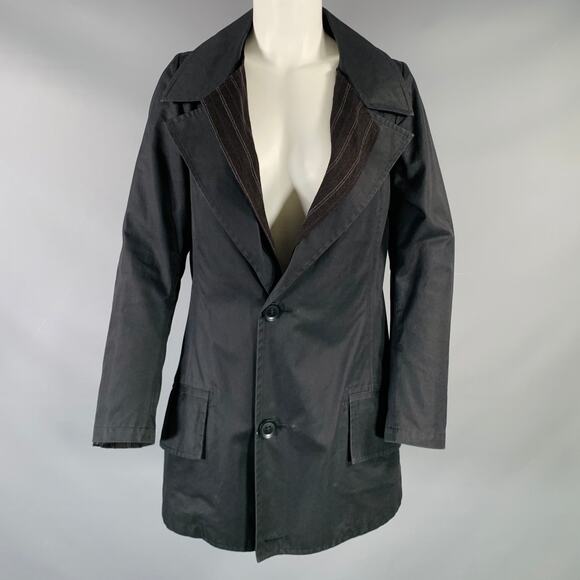 YOHJI YAMAMOTO Size S Black Cotton Notch Lapel Coat - Picture 1 of 13